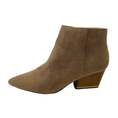 Alfani Womans Sz 9M Armena Pointed Toe Ankle Booties Brown Vegan Suede