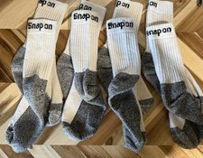 4 Pairs Men's White Snap On Tools Crew Socks Large