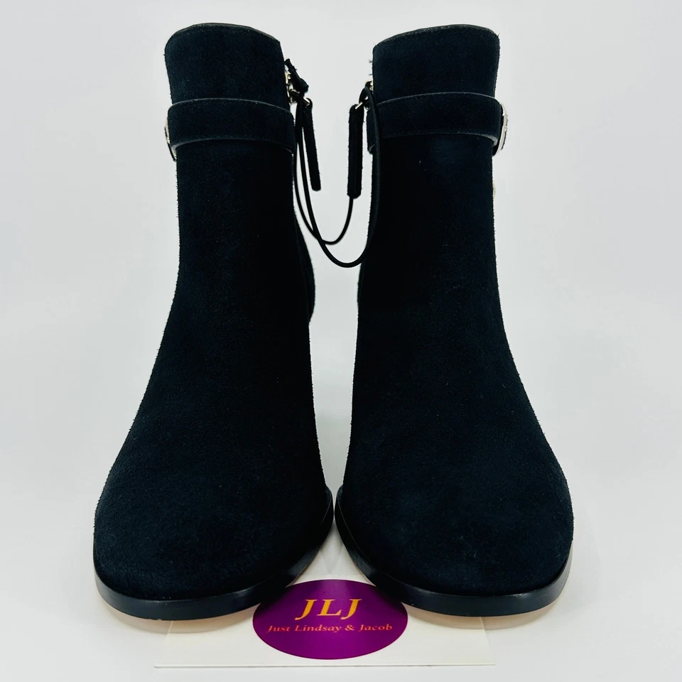 Kate Spade Women's Blaire Black Suede Block Heel Zip Up Ankle Booties Size 6B - Image 2 of 4