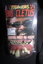 Billy-Bob Big Cletus fake teeth 'Nobody Rides My Hog' Gold tooth 2012 NIB 10100