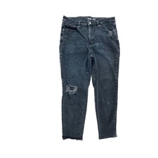 Old Navy OG Straight High Rise Distressed Women's size 12 Dark Blue Denim Jeans