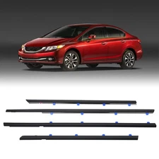4 Pcs Car Outer Door Window Moulding Trim Weatherstrip Seal Belt Compatible w...