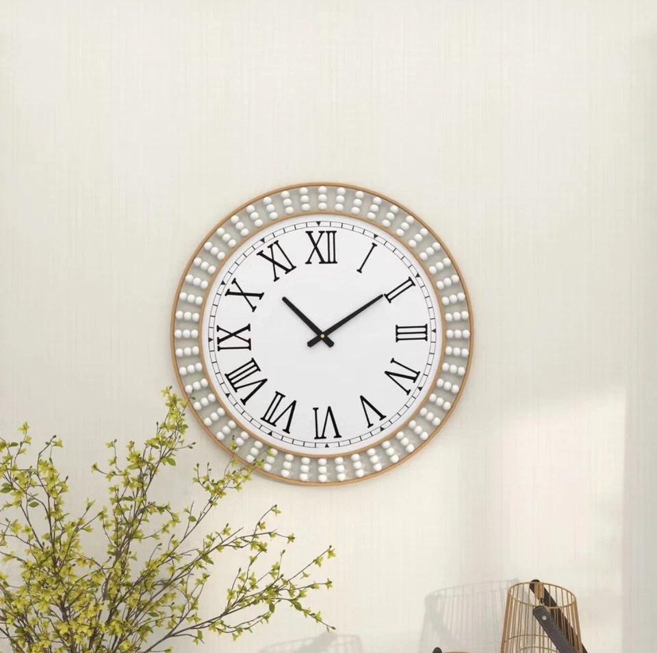 24"x24" Metal Wall Clock with Silent Mechanism, Roman Numerals - Olivia & May - Image 3 of 4