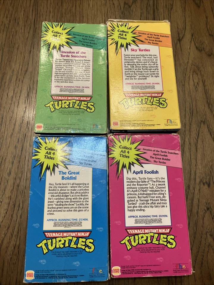 TMNT Teenage Mutant Ninja Turtles Burger King KIDS CLUB VHS Set of 4 - Image 2 of 4