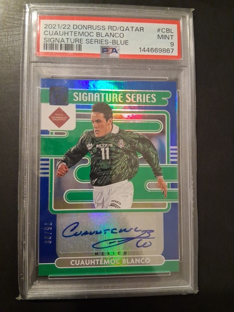 2021-22 Panini Donruss Road To Qatar Cuauhtemoc Blanco Blue /99 PSA 9