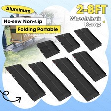 2-8ft Folding Aluminum Wheelchair Ramp Portable Mobility Scooter Non-Slip 800LBS