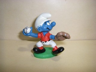 20166 Baseball Thrower Smurf Schleich Peyo Made in Portugal Smurfs Smurfs