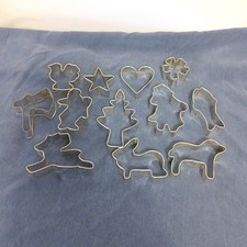 Vintage Old Fashioned Metal Cookie Cutters Lot of 12 Unique Shapes Heart Axe