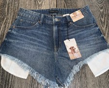 Sincerely Jules Denim Shorts Frayed Hem High Rise Blue Jean Shorts Size 5/27 NWT