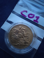 1913 ANTIQUE FULL GOLD SOVEREIGN - GEORGE V - in Capsule.