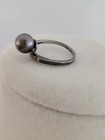 ​925 Sterling Silver Grey Pearl Ring Size 8.5 Clear CZ Accents Estate Statement — photo 6