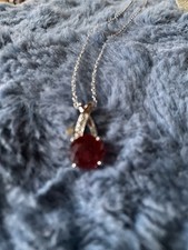 New JTV Beautiful Ruby Necklace, Ring And Earring Set