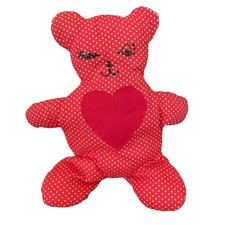 Vintage Handmade Teddy Bear Red Polka Dot Heart Teddy Bear Valentines Day Bear