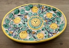 Vintage Lipari Ceramic Sun & Lemon Garden Art Wall Hanging Sicily Italy
