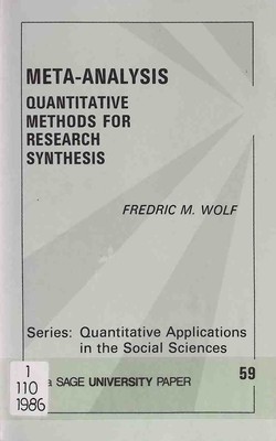 Meta-Analysis: Quantitative Methods for Research Synthesis Sage University Paper
