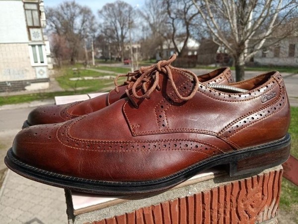 Men Clarks Heels Brown Leather 45 #7A9B
