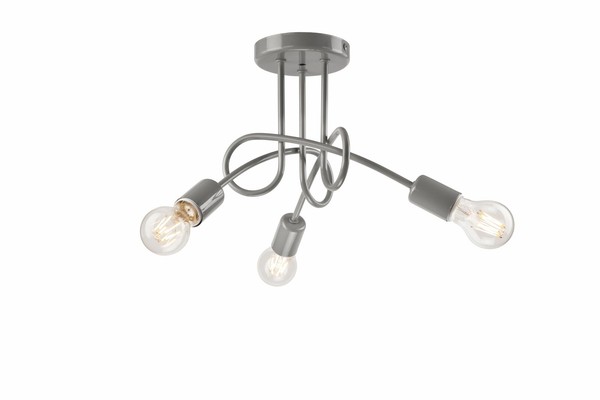 Bioledex Schwungvolle Deckenleuchte 3X E27 Grau Metall-image