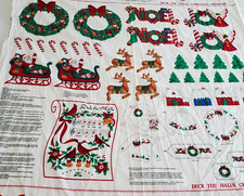 DECK THE HALLS Christmas Appliques Cranston VIP No Sew Fabric Panel Screen Print