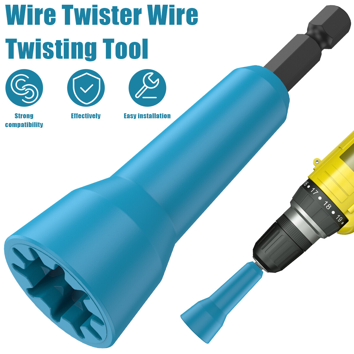Wire Twister Wire Nut Driver w/1/4" Chuck Spin Twisting Wire Connector