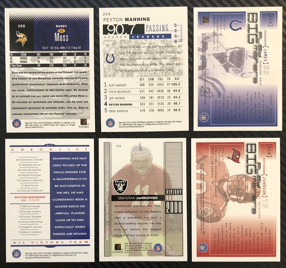 2000 Upper Deck Victory Football Cards Lot You Pick - Image 2 of 2