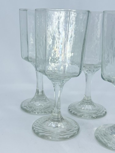 Set of 4 Vintage Libbey Stemmed Facets Clear Water Glass Goblet Wine Glass 6"H - Picture 3 of 18