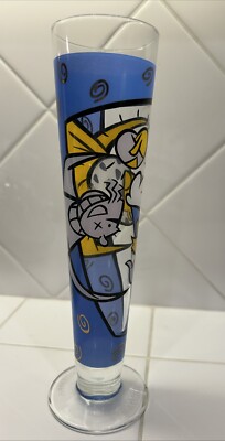 Vintage Ritzenhoff Pilsner Beer Glass 1996 Auge Cartoon Collector Bar Cart Blue