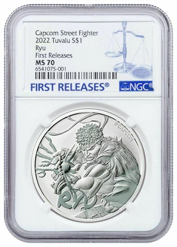 2022 TUVALU STREET FIGHTER-RYU SILVER COIN NGC MS70 (FIRST RELEASES)