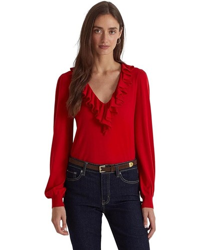 Lauren Ralph Lauren Women's Ruffle-Trim Jersey Sweater B4HP - Picture 4 of 9