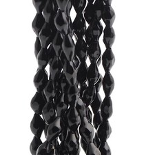 Hank 280 Czech antique Victorian blown hollow black oval glass beads 9/10mm