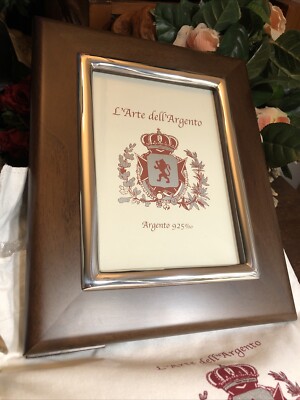 イタリア製シルバーフォトフレーム(L’arte dell Argentina) L'Arte dell'Argento Sterling 925 Wooden Rectangle Picture