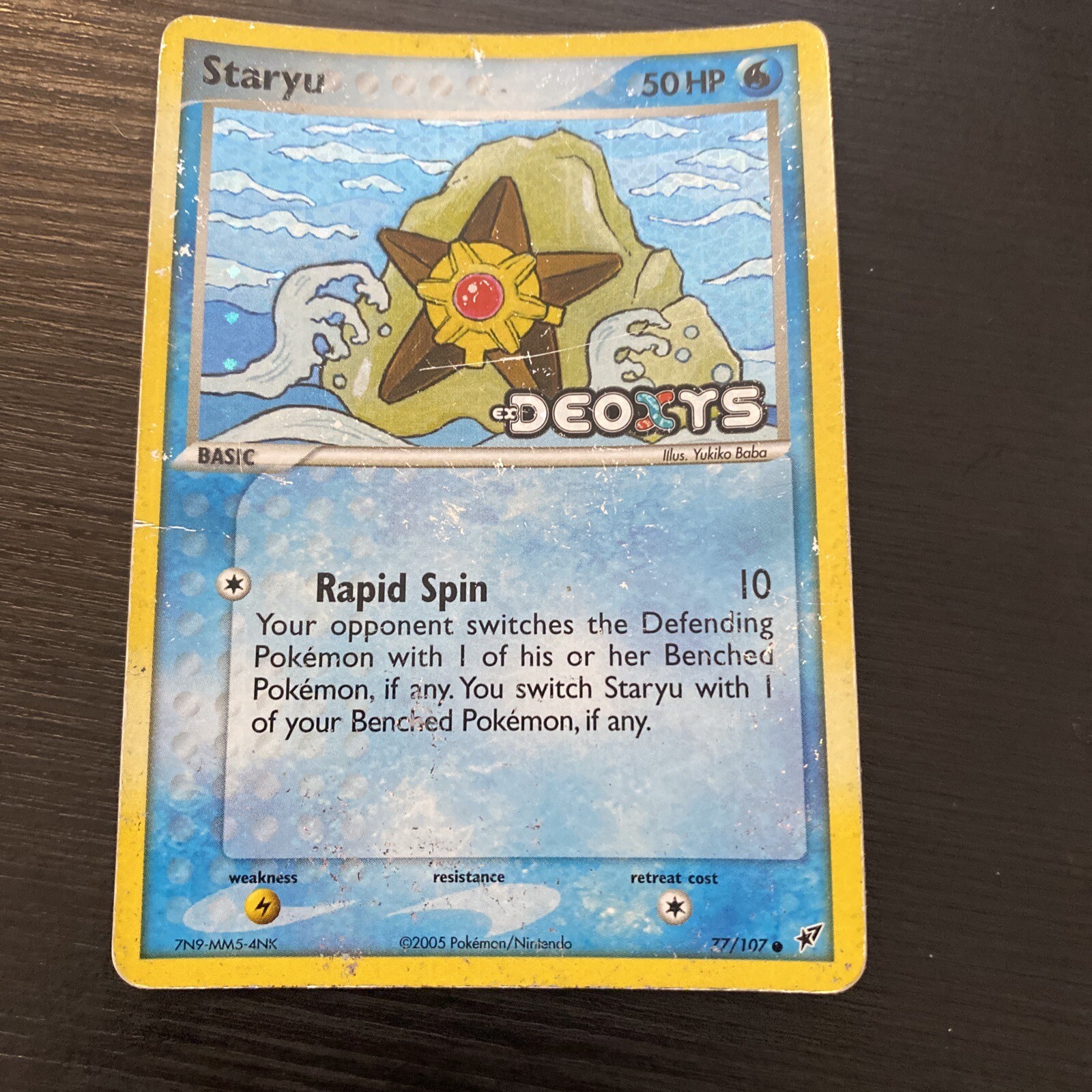 Pokemon Card - Staryu - EX Deoxys 77/107 Reverse Holo Stamped HP