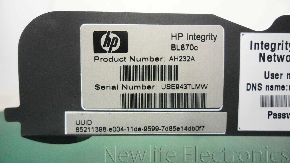 HP AH232A Integrity BL870c Base Server Blade (No CPU's, RAM, Drives ...