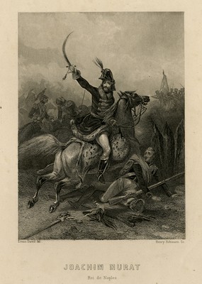 Antiker Druck - Joachim Murat Aufladung zu Pferd - David - Robinson - ca. 1845