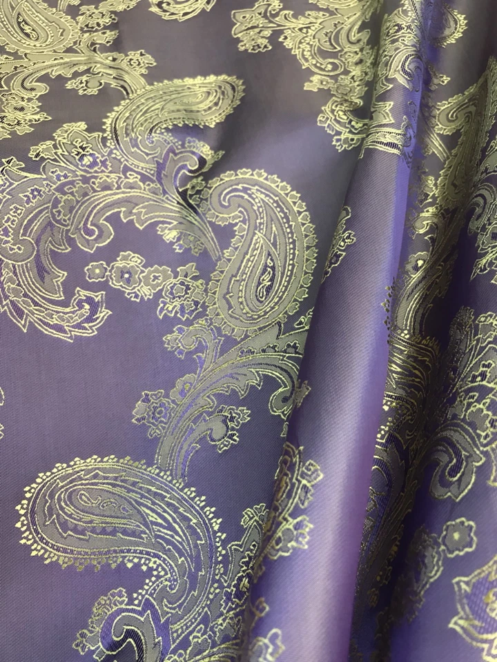 Tela tejida de cachemira brocado NO ESTÁTICA viscosa satinada por comprar - oro púrpura Foto 3 de 4