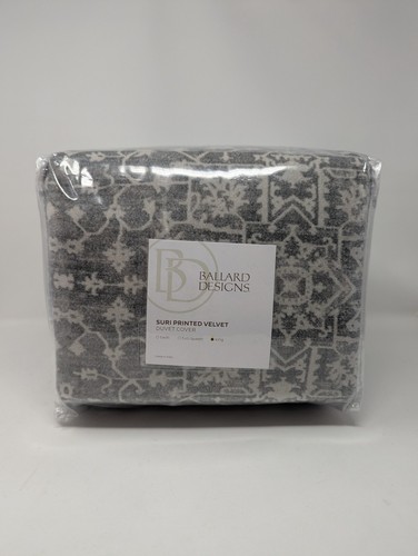 Ballard Designs King Suri Printed Velvet Duvet Cover New