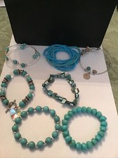 14 Turquoise Color Beaded Stretchy Bracelets