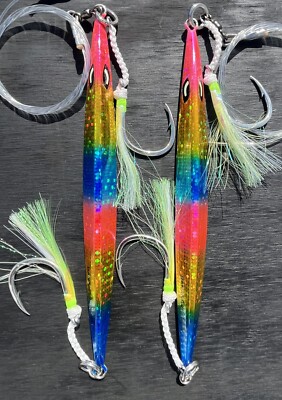 2  500g   Banana  Jigs  BLUEFIN TUNA KNIFE JIGS - Heavy Bft Fully Rigged Leader