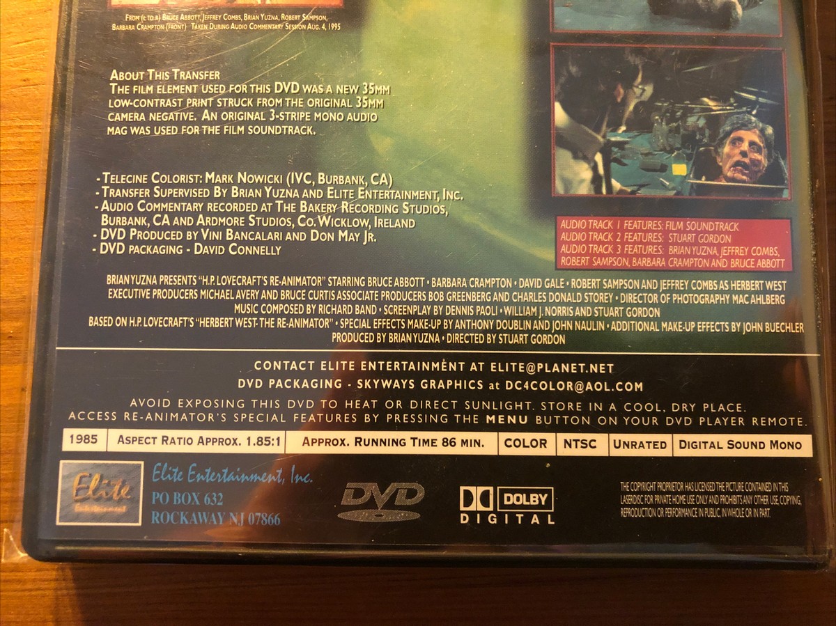 Re-animator [Special Unrated Edition] (DVD, 1985) for sale online