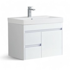White 750mm - Wall Hung Basin Unit - 100% Waterproof washbasin storage unit
