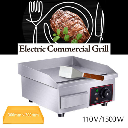 Electric Griddle Flat Top Grill 1500W 14" Hot Plate BBQ Countertop Commercial US - Picture 1 of 12