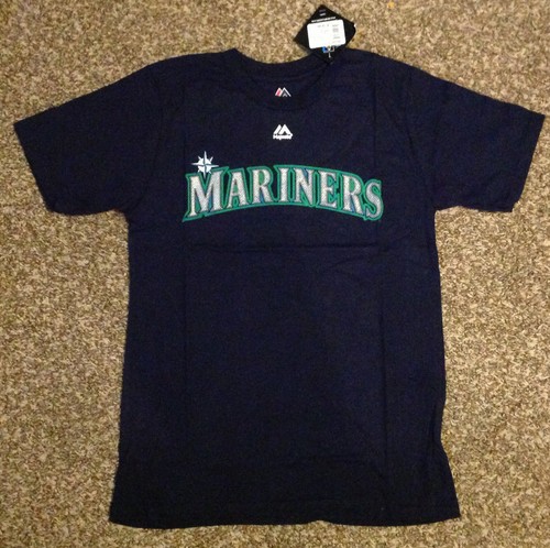 Robinson Cano #22 Majestic MLB JERSEY/SHIRT Mariners Blue YOUTH LARGE/L 14-16 - Picture 2 of 2