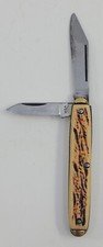 Vintage USA Made Two Blade Folding Stockman Pocket Knife Unknown Maker 