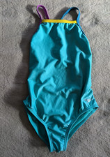 SPEEDO One Piece Swimsuit Girls Youth 14 L Green Teal Turquoise Yellow Purple