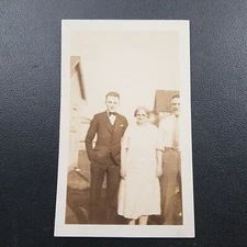 Late 1920s B&W Snapshot Photo, Parents and Son, Suit