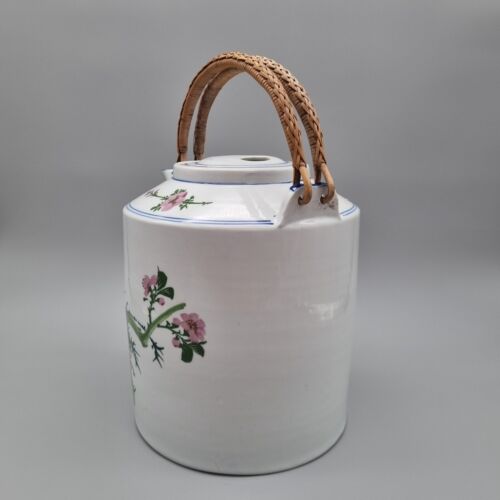 Grande teiera orientale porcellana ceramica cinese vintage manici intrecciati alta 25 cm - Foto 7 di 24