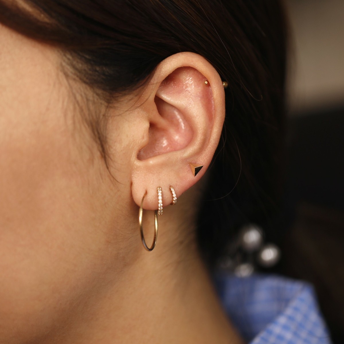 [LLOYD] 10K GOLD☆Triangular Cubic Daily Basic Earrings LLOYD] 10K GOLD☆Triangular Cubic Daily Basic Earrings