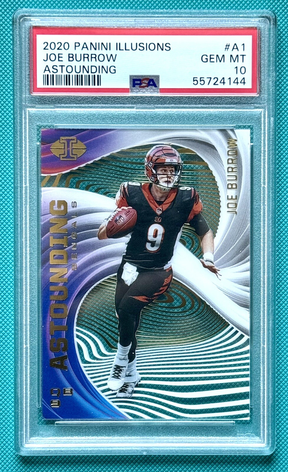 2020 panini ILLUSIONS ASTOUNDING JOE BURROW RC ROOKIE PSA 10 Low pop Tough gem