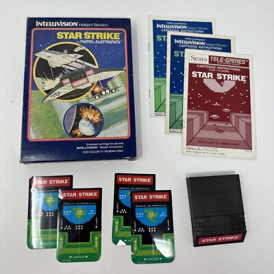 Star Strike Intellivision by Mattel Electronics 1981 with Box Manual & Overlays