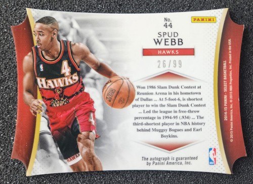 2014-15 Panini Select Spud Webb Die-Cut #44 Auto /99 - Picture 2 of 13