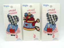 Vintage Lot of Wrights Iron On Patches Patchwork Girl  Watering Can Flowers NEW